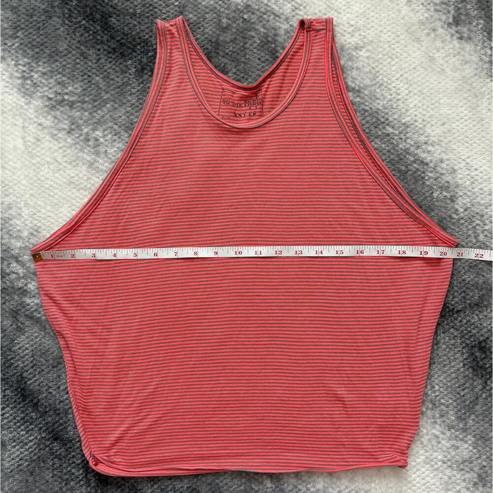 We The Free People Striped Sedgwick Tank Top Shirt Coral Gray Oversized Size XS - Picture 9 of 10